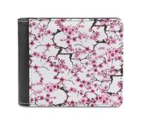 FODPAND Cherry Blossom Watercolor Leather Wallet Extra Capacity Bifold Wallet Slim Minimalist Front Pocket Wallets Credit Card Holder