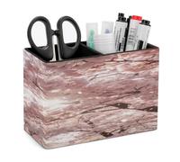 FodPand Cherry Blossoms Pink PU Leather Square Pens Pencils Holder,Multifunctional Remote Control Eyeglass Holder Pencil Case Office Accessories Container Box for Desk Double Compartments