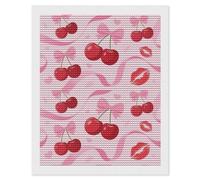 FodPand Cherry Pink Bow with Red Lips Diamond Painting Kits for Adults Beginner 5D Round Drill Full Diamonds Pictures Gem Art Kits Crafts Gift DIY Diamond Art Kits for Home Wall Decor 16"x20"