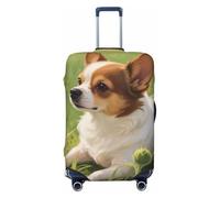 FodPand Chihuahua Dog Sunflowers Travel Luggage Cover Elastic Suitcase Cover Protector Anti-Scratch Luggage Protector Universal Washable Travel Sleeve Baggage Case Fits 18-32 Inch Suitcase, Black, XL