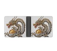 FodPand Chinese Dragon with Pearl Wallet Slim Minimalist Men Wallet Durable Portable Bifold Purse PU Passcase