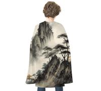 FodPand Chinese Landscape Painting Halloween Cloak Reversible Renaissance Cape Medieval Costume for Cosplay Themed Party Dress Up