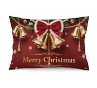 FodPand Christmas Bell Print Throw Pillow Cover 12 "x20, Soft Plush Decorative Pillow Case for Couch Sofa, Double-Sided Print Rectangle Cushion Cover for Bedroom Living Room