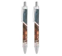 FodPand Christmas Deer Delivering Gifts Ballpoint Pens Fine Point Smooth Writing Pen Retractable Ball Point Pens 0.5mm Black Ink Pen Office Supplies Gifts for Men Women 2 PCS