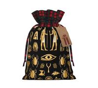 FodPand Christmas Gift Bag with Tags Xmas Gift Wrapping Bags Reusable Drawstring Bags Ancient Egyptian Xmas Santa Sack Christmas Party Favor Pouch Small Goody Bag for Holiday Supplies Small