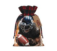 FodPand Christmas Gift Bag with Tags Xmas Gift Wrapping Bags Reusable Drawstring Bags Cool American Football Xmas Santa Sack Christmas Party Favor Pouch Small Goody Bag for Holiday Supplies Medium
