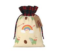 FodPand Christmas Gift Bag with Tags Xmas Gift Wrapping Bags Reusable Drawstring Bags Cute Unicorn Llama Xmas Santa Sack Christmas Party Favor Pouch Small Goody Bag for Holiday Supplies Medium