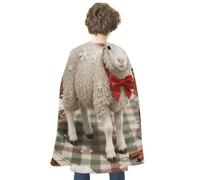 FodPand Christmas Sheep Halloween Cloak Cosplay Costumes for Adults | Soft Satin Cape Poncho, Wizard/Witch/Vampire/Knight/Royal Roleplay, Spooky Party Favor, Trick or Treat Essential Accessories