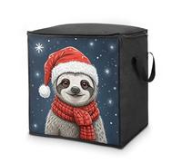 FodPand Christmas Sloth Storage Bins 70L Large Capacity Clothes Storage Bags with Handles, Blanket Organizer Heavy Duty Closet Organizers for Clothing Comforters Pillows Bedding