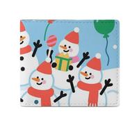 FodPand Christmas Snowman Candy Bifold Wallet for Men Women, 4.3"x3.7" Compact Leather Wallet with ID Window & Coin Pocket, Slim Minimalist Card Holder for Daily Carry & Travel
