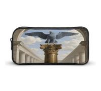 FodPand Classical Bronze Eagle Pencil Case Pen Bag Holder Pouch Large Capacity Double Zipper Stationery Organizer Durable Waterproof Makeup Cosmetic Bag for Men Women, Office, Travel