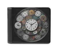 FODPAND Clock Art Leather Wallet Extra Capacity Bifold Wallet Slim Minimalist Front Pocket Wallets Credit Card Holder