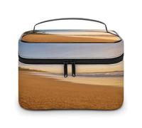 FodPand Coconut Shadow Gold Sands Makeup Bag with Makeup Brush Compartment Cosmetic Bag with Handle And Zipper Portable Organizer Bag for Daily, Camping, Traveling, Hotel