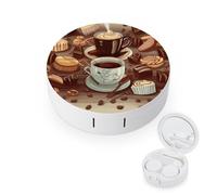 FODPAND Coffee And Sweets Sugar Chocolate Contact Lens Case with Cleaner Washer Portable Contact Lens Holder Box with Mirror Tweezers Remover Tool Solution Bottle for Daily Makeup Office