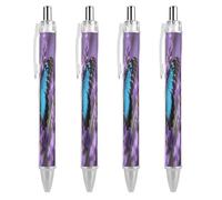 FodPand Color Blue Butterfly Ballpoint Pens Fine Point Smooth Writing Pen Retractable Ball Point Pens 0.5mm Black Ink Pen Office Supplies Gifts for Men Women 4 PCS
