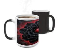 FodPand Color Changing Mugs Black Mandala Heart Heat Sensitive Ceramic Coffee Mugs Funny Temperature Changing Mug Novelty Magic Cup Gift for Coffee Lover 11 Oz