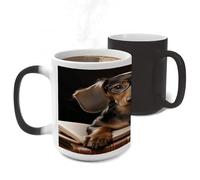 FodPand Color Changing Mugs Dachshund Book Heat Sensitive Ceramic Coffee Mugs Funny Temperature Changing Mug Novelty Magic Cup Gift for Coffee Lover 11 Oz