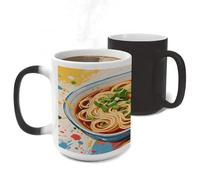 FodPand Color Changing Mugs Doodle Style Noodles Heat Sensitive Ceramic Coffee Mugs Funny Temperature Changing Mug Novelty Magic Cup Gift for Coffee Lover 11 Oz
