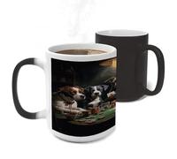 FodPand Color Changing Mugs Playing Poker Dogs Heat Sensitive Ceramic Coffee Mugs Funny Temperature Changing Mug Novelty Magic Cup Gift for Coffee Lover 11 Oz