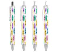 FodPand Color Happy Face Ballpoint Pens Fine Point Smooth Writing Pen Retractable Ball Point Pens 0.5mm Black Ink Pen Office Supplies Gifts for Men Women 4 PCS