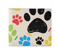 FodPand Colorful Doodle Paw Bifold Wallet for Men Women, 4.3"x3.7" Compact Leather Wallet with ID Window & Coin Pocket, Slim Minimalist Card Holder for Daily Carry & Travel