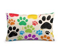 FodPand Colorful Doodle Paw Throw Pillow Cover 8"x12", Soft Plush Decorative Pillow Case for Couch Sofa, Double-Sided Print Rectangle Cushion Cover for Bedroom Living Room