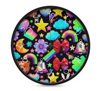 FodPand Colorful Element Pattern Silent Non-Ticking Wall Clock 10 Inch Modern Round Clock for Living Room, Kitchen, Bedroom, Office, Decorative Clocks with Easy Read Numbers