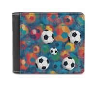 FODPAND Colorful Football Leather Wallet Extra Capacity Bifold Wallet Slim Minimalist Front Pocket Wallets Credit Card Holder
