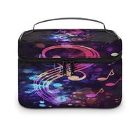FodPand Colorful Galaxy Music Note Makeup Bag for Women Lightweight Travel Toiletry Bag with Handle Portable Waterproof Cosmetics Storage Bags Fashion Large Makeup Case Organizer