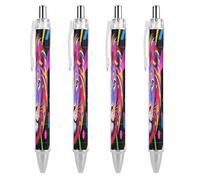 FodPand Colorful Lion Ballpoint Pens Fine Point Smooth Writing Pen Retractable Ball Point Pens 0.5mm Black Ink Pen Office Supplies Gifts for Men Women 4 PCS