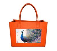 FodPand Colorful Peacock in Flower Sea Felt Tote Bag Reusable Large Handbag | Foldable Grocery Shopping Bag for Women Men, Daily Commute, Work,Travel, Lightweight, Christmas Gift Bags