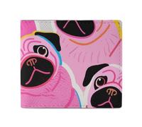 FodPand Colorful Pugs Dogs Bifold Wallet for Men Women, 4.3"x3.7" Compact Leather Wallet with ID Window & Coin Pocket, Slim Minimalist Card Holder for Daily Carry & Travel