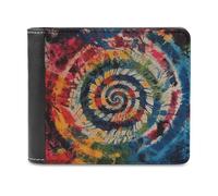 FODPAND Colorful Spiral Tie Dye Leather Wallet Extra Capacity Bifold Wallet Slim Minimalist Front Pocket Wallets Credit Card Holder