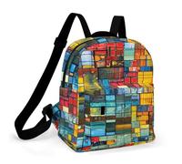 FodPand Colorful Square Pattern Small Backpack Purse for Women, Mini Backpacks Lightweight Casual Daypack