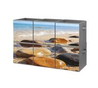 FodPand Colorful Stones on The Beach Cube Bins with Double Handles,Set of 6 Cube Organizer, Stackable And Foldable Storage Bins for Organization, Closet, Shelves, Offices