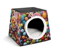 FODPAND Colour Candy Cat Bed Cave for Small Dog Cat House 3-in-1 Foldable Cats Beds with Removable Washable Cushioned Pillow Covered Cave Pet Tents with Non-Slip Bottom