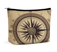 FodPand Compass Wind Road Map Toiletry Bag Large Capacity Makeup Bag Travel Makeup Pouch Mini Cosmetic Bags Zipper Make Up Storage Pouch Make Up Organizer Tool Pouchs