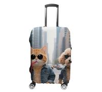 FodPand Cool Cat And Dog Luggage Covers for Suitcase Protector Fits 19-32 Inch Suitcase Cover, Washable Travel Baggage Covers Durable Luggage Protector for Secure Fit, style, S, Modern