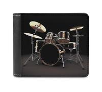 FODPAND Cool Drum Set Leather Wallet Extra Capacity Bifold Wallet Slim Minimalist Front Pocket Wallets Credit Card Holder