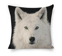 FodPand Cool White Wolf Pillow Covers 18x18 Inch, Farmhouse Linen Pillow Cases for Couch, Double-Sided Decorative Throw Pillow Covers Square Cushion Covers for Living Room Bedroom