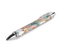 FodPand Corgi Floral Flowers Spring Garden Ballpoint Pens Fine Point Smooth Writing Pen Retractable Ball Point Pens 0.5mm Black Ink Pen Office Supplies Gifts for Men Women 1 PCS