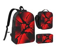 FodPand Crackle Red and Black Fashion Print Backpack Set 3 PCS - 17 Inch Laptop Backpack with Lunch Bag, Waterproof Daypack Insulated Lunch Box Large Capacity Coin Pouch Personalized Gift
