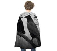 FodPand Crow Birds Halloween Cloak Reversible Renaissance Cape Medieval Costume for Cosplay Themed Party Dress Up