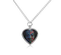 FodPand Custom 3D Colorful Tiki Mask Urn Necklaces for Dog Cat Human Ashes 27.6" Cable Chain Memorial Heart Pendant Necklace with Filling Kit Pet Cremation Jewelry Keepsake Sympathy Gifts
