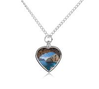 FodPand Custom Arch in Mallorca Spain Urn Necklaces for Dog Cat Human Ashes 27.6" Cable Chain Memorial Heart Pendant Necklace with Filling Kit Pet Cremation Jewelry Keepsake Sympathy Gifts
