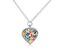 FodPand Custom Art Style Pattern Urn Necklaces for Dog Cat Human Ashes 27.6" Cable Chain Memorial Heart Pendant Necklace with Filling Kit Pet Cremation Jewelry Keepsake Sympathy Gifts