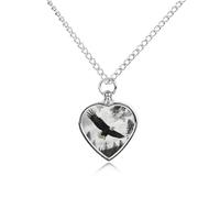 FodPand Custom Balck Eagle Forest Urn Necklaces for Dog Cat Human Ashes 27.6" Cable Chain Memorial Heart Pendant Necklace with Filling Kit Pet Cremation Jewelry Keepsake Sympathy Gifts