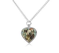 FodPand Custom Bear Koala Urn Necklaces for Ashes Memorial Pet Necklace with Filling Kit Adjustable 27.6" Chain Funerary Cremation Jewelry Keepsake Heart Pendant for Beloved Dogs & Cats