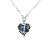 FodPand Custom Beautiful Waterfall Urn Necklaces for Dog Cat Human Ashes 27.6" Cable Chain Memorial Heart Pendant Necklace with Filling Kit Pet Cremation Jewelry Keepsake Sympathy Gifts