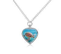 FodPand Custom Boho Sea Turtle Urn Necklaces for Ashes Memorial Pet Necklace with Filling Kit Adjustable 27.6" Chain Funerary Cremation Jewelry Keepsake Heart Pendant for Beloved Dogs & Cats